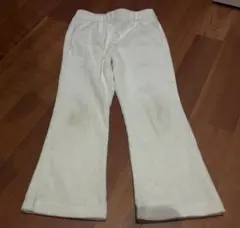 GU キッズ　コーデュロイ ホワイトフレアパンツ 110cm