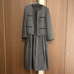 15号　グレー ウール混紡 ジャケットとスカートセットXXL
