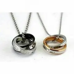 再販売♡ダブルリング♡ペアネックレス2本セット ♡27