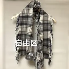 自由区 チェック柄 マフラー ブラウン系　60