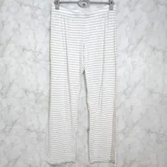 ボーダー柄 リラックスパンツ ルームウェア レディース L/XL相当 ホワイト