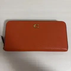 coach コーチ　長財布　オレンジ　レザー　cロゴ　金ロゴ　人気