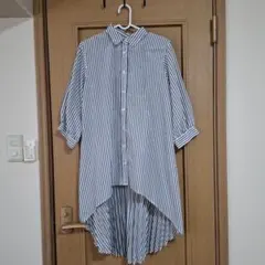 【限界価格】hareiro ストライプ柄五分袖シャツ Mサイズ
