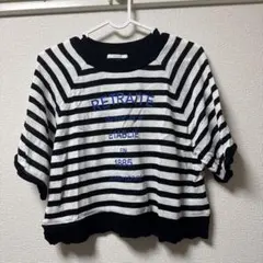 BAYFLOW ボーダー ロゴ ニット 半袖 Fサイズ
