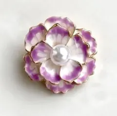 ❤️【新品】フラワー　ブローチ　コサージュ　カメリア　アクセ　お花　紫