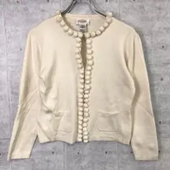 Talbots PETITES 古着 同色ポンポントリム ニット カーディガンのサムネイル