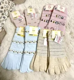 【新品】五本指ソックス 8足セット 22-24cm スニーカー丈 綿混・綿シルク