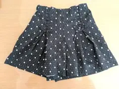 GU キュロット 130 黒 ネコ ドット レースアップ ショートパンツ