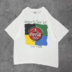 古着 90s Taka着用 コカコーラ オリンピック 半袖 シャツ ホワイト ①
