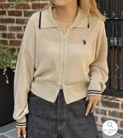 U.S. POLO ASSN. 襟付きメッシュカーディガンのサムネイル