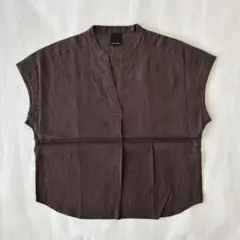 R3744【ノンブルアンペール】リネン100 スキッパーブラウス 透け感 