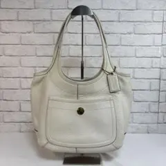 COACH Legacy Ergo ホワイト 型押しレザー マルチストライプ