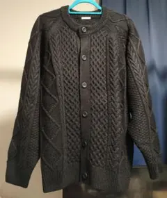 【GU】ケーブルクルーネックカーディガン　サイズXL