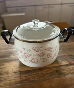 富士琺瑯 ホーロー 両手鍋 HONEY WARE プチフラワー 花柄 レトロのサムネイル