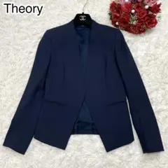 【極美品】Theory セットアップスーツ ノーカラー LANAI 現行 グレー 近年モデル セオリー セットアップ スーツ ノーカラー リネン