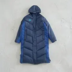 アディダス　ベンチコート　ロングダウン　トラックジャケット　ネイビー