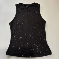 SHEIN ノースリーブ リブニット ラメ入り ブラック XSのサムネイル