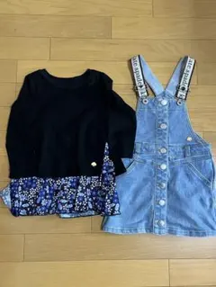 ケイトスペード ジャンパースカート デニム 花柄ワンピース100cm 2点セット