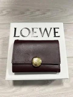 LOEWE ロエベ 三つ折り財布 バーガンディ ゴールド 傷ありのサムネイル