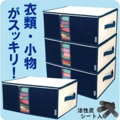 衣類収納ケース 4枚 厚手不織布製 洋服 収納ボックス 活性炭シート入り