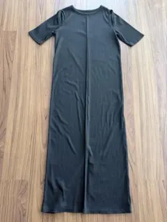 美品】MM6☆アシンメトリー マキシ丈 半袖ワンピース ブラック 着丈