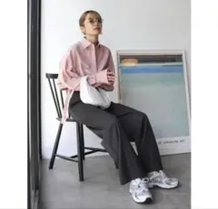 ギャザーデザインショートシャツ (短丈・クロップドトップス)