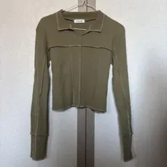 【lagua gem】長袖トップス | カーキ | リブニット