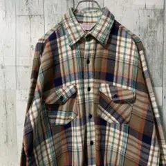 70s Sears シアーズ ネルシャツ チェックシャツ 茶色 ヴィンテージ