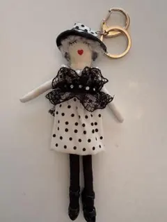 ドールチャーム キーホルダー 水玉模様