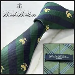 ☆即発 Brooks Brothers ネクタイ 緑紺 レジメ 美品 米国製