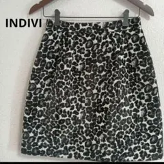 美品 INDIVI Mサイズ ヒョウ柄 スカート 白 黒