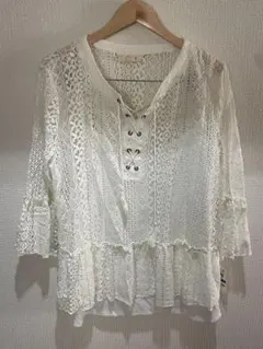 style & co ホワイトレース五分袖シャツ XL 大きいサイズ　新品未使用