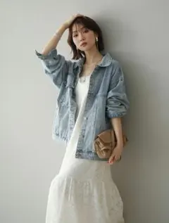【新品】デザインBIGポケットオーバーデニムジャケット/lumier同型