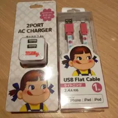 不二家　ぺこちゃん　充電器　コード　iPad　iPhone　iPod対応