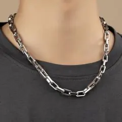 18k シルバーペーパーグリップチェーンネックレス ストリート系 y2k