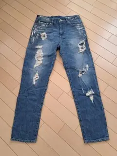 ジーナシス ダメージデニムパンツ ブルー オシャレ 可愛い S