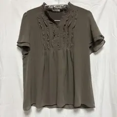 美品：Aylesbury フリルブラウス 半袖 ブラウン：Lのサムネイル
