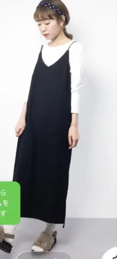 ローリーズファーム キャミワンピースカットソー2P 新品未使用タグ付　ブラック