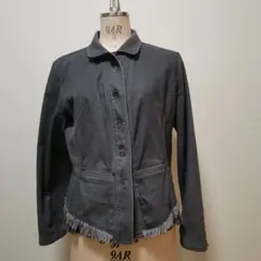 フリンジ付きダークグレーデニムジャケット