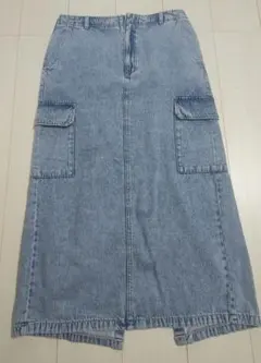 GU デニムカーゴロングスカート