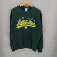 ね*こ様 Lee 00s スウエット　アスレチックス　MLB　グリーン　Mサイズ