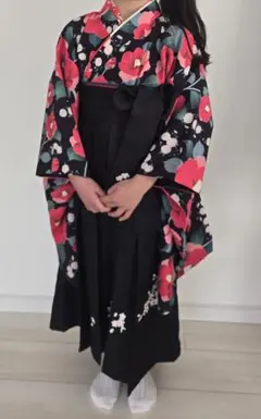 (簡易袴)椿柄の袴　キャサリンコテージ