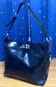 HAMANO 濱野皮革工藝 ハンドバッグ エナメル ブラック レディース