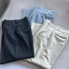 ユニクロタックワイドパンツスラックス 3色セット（グレー・水色・ベージュ）S M