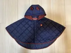 familiar　耳付きフード　ベビーポンチョ　ネイビー