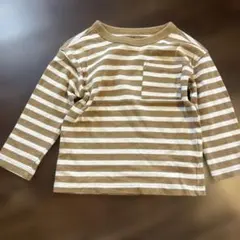 H&M 長袖カットソー 茶色と白のストライプ 2-4Y