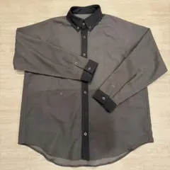 美品 Laundry ランドリー グレー ボタンダウン襟 長袖シャツ