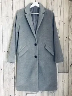 【美品】チェスターコート  ライトグレー  ロングコート　Ｌ