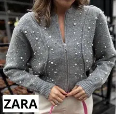 ZARA フェイクパール付きビジューニット