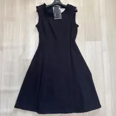 Rene 濃紺膝丈ワンピース　ツイード